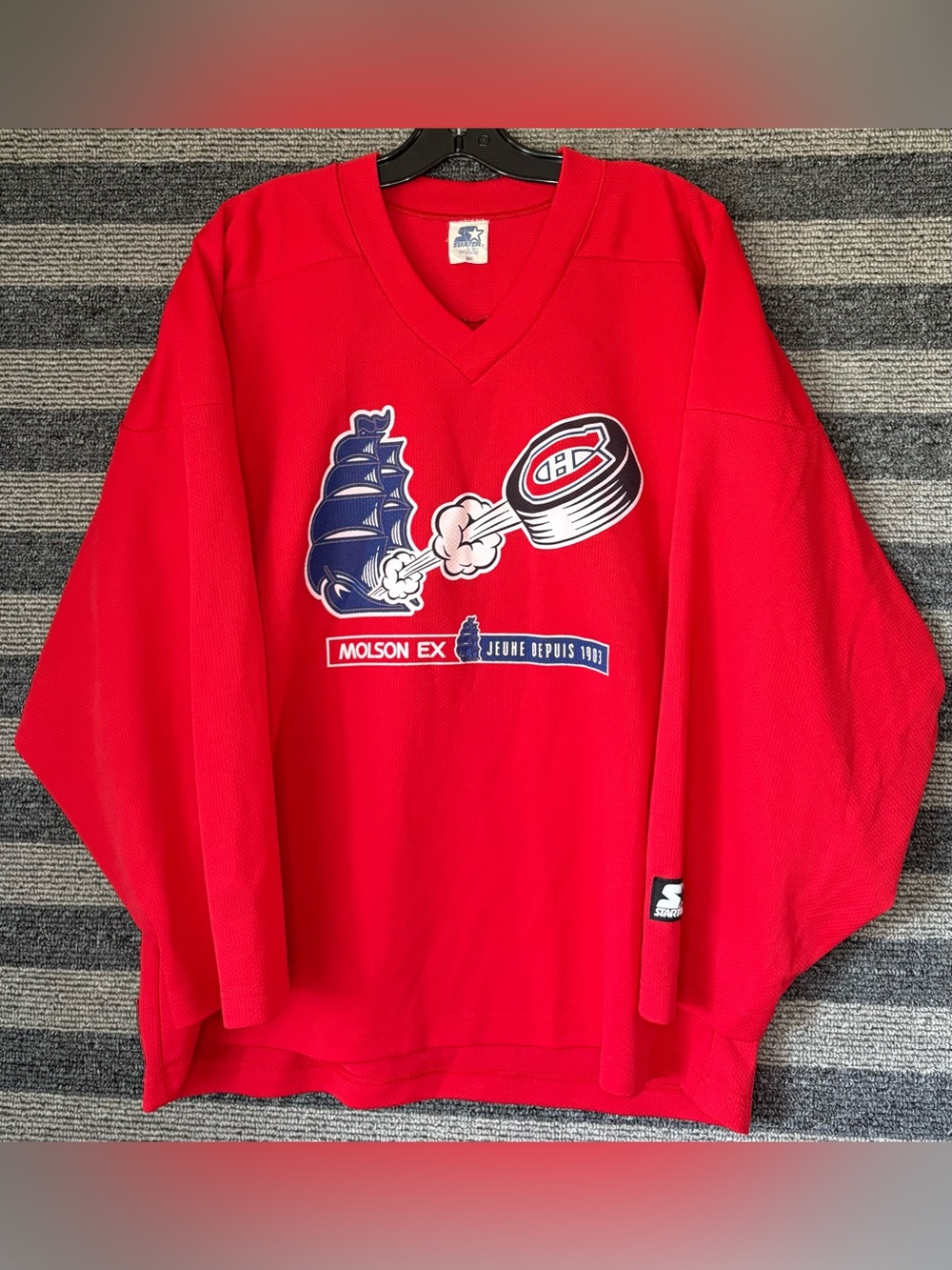 Vintage 90’s STARTER Montreal Canadiens Molson Ex NHL Hockey Practice Jersey L